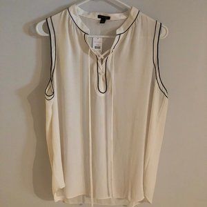 Ann Taylor Ivory Blouse with Dark Accents